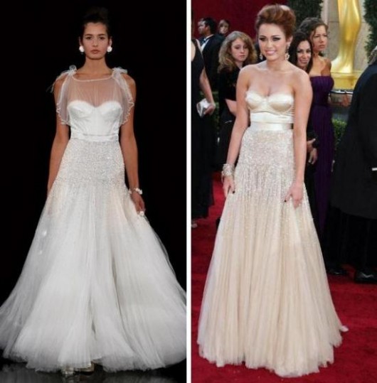 Miley Cyrus agli Oscar 2010 e modello Janny Packham da sfilate